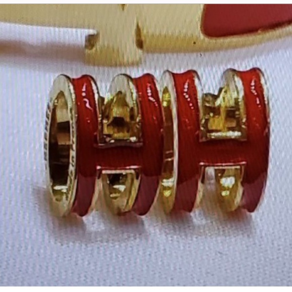 Classic Orange H Letter Design 18K Gold Plated earrings